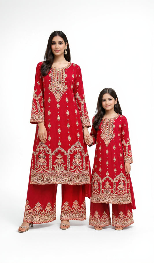 SG1623 Chiffon Mother & Daugther Hot pink
