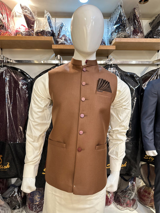 caramel Brown Suiting Waistcoat WS-