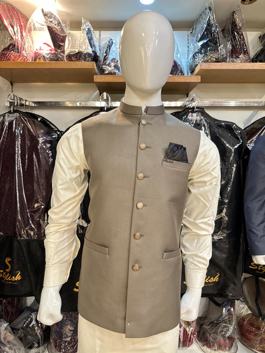 Sand Brown Waistcoat W-2029