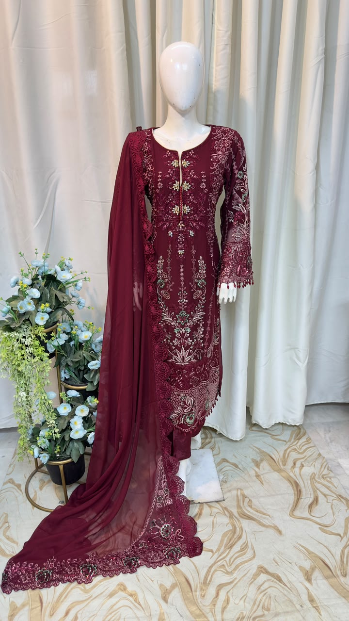 SJ3605 Chiffon Mehroon