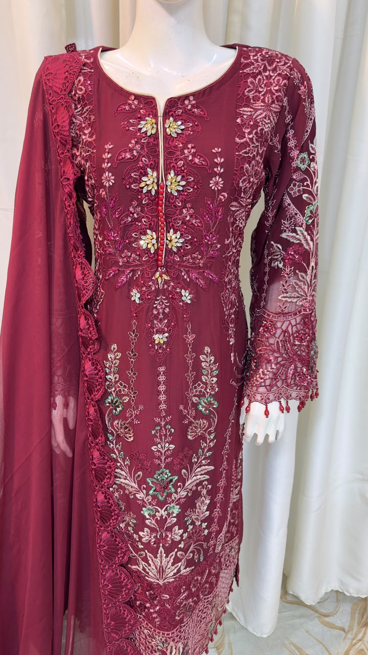 SJ3605 Chiffon Mehroon