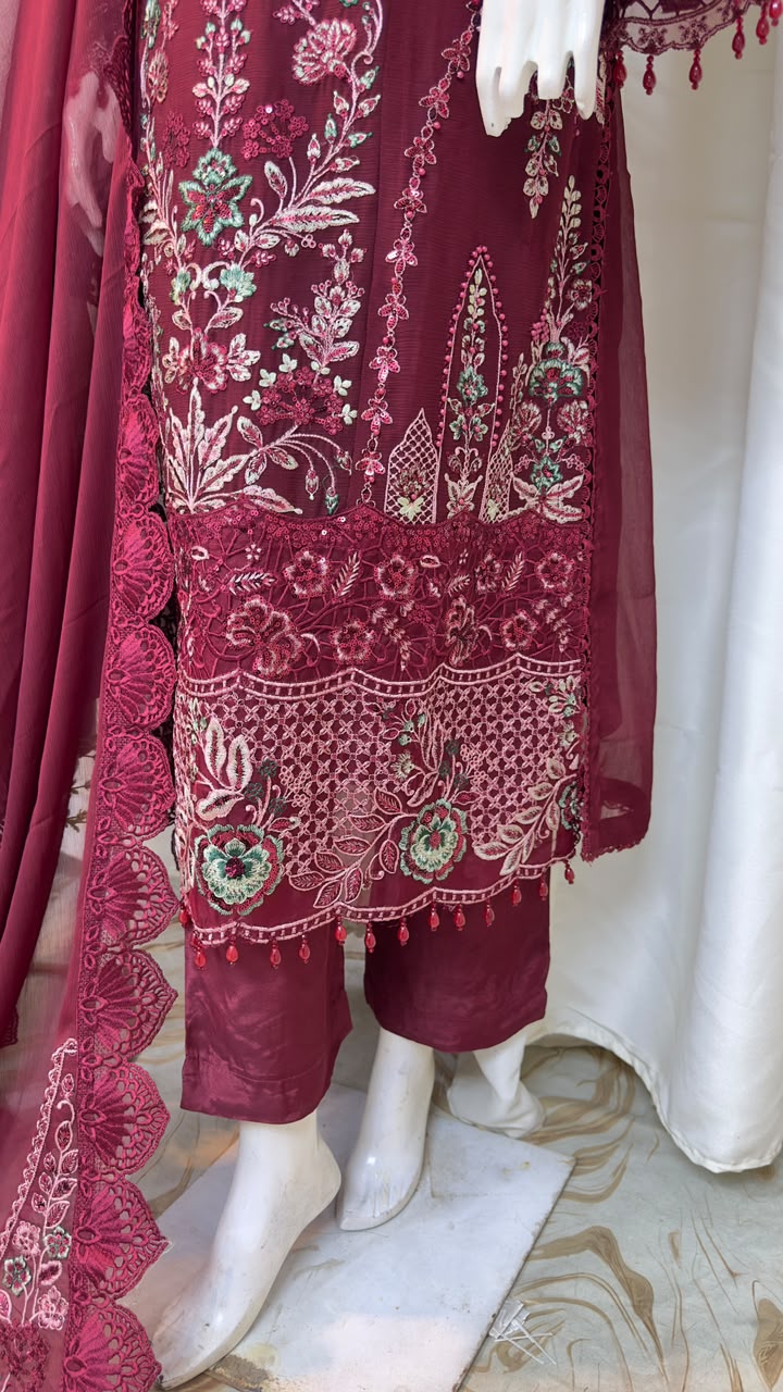 SJ3605 Chiffon Mehroon