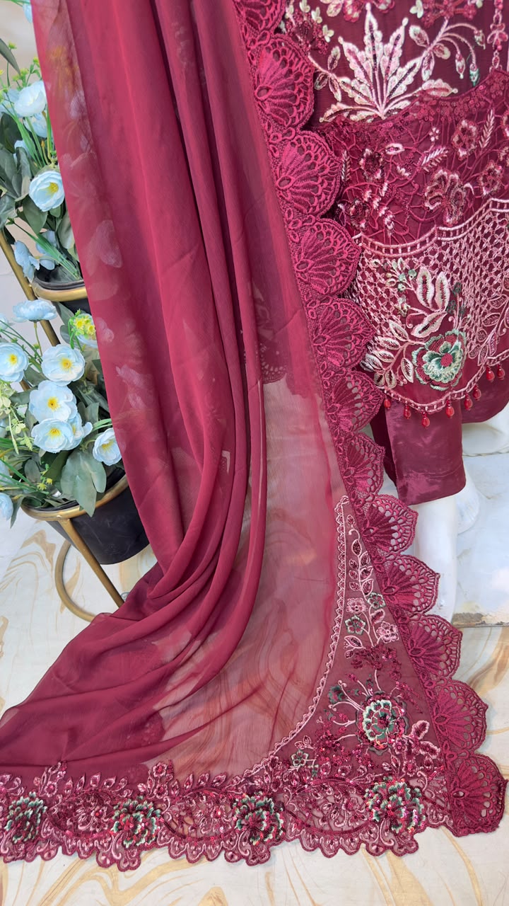 SJ3605 Chiffon Mehroon