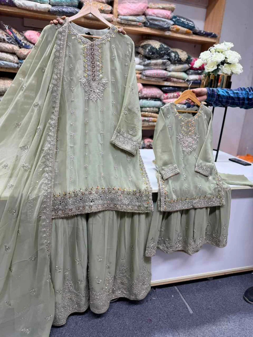 SG2188 Chiffon Gharara Mother & Daugther Levory