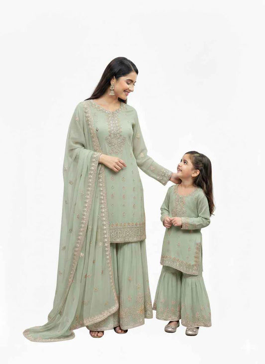SG2188 Chiffon Gharara Mother & Daugther Levory