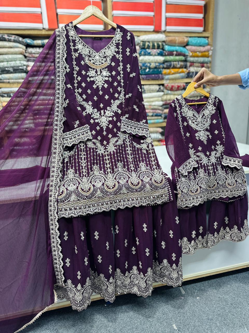 SG2189 Chiffon Gharara Purple