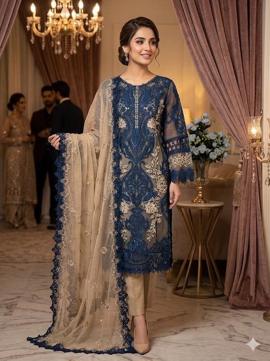 B1820 Maria B. Organza Blue