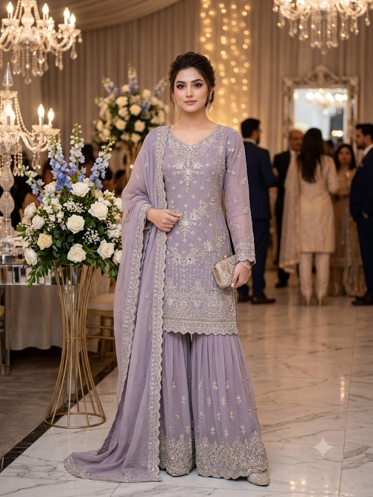 SG2189 Chiffon Gharara Lilac
