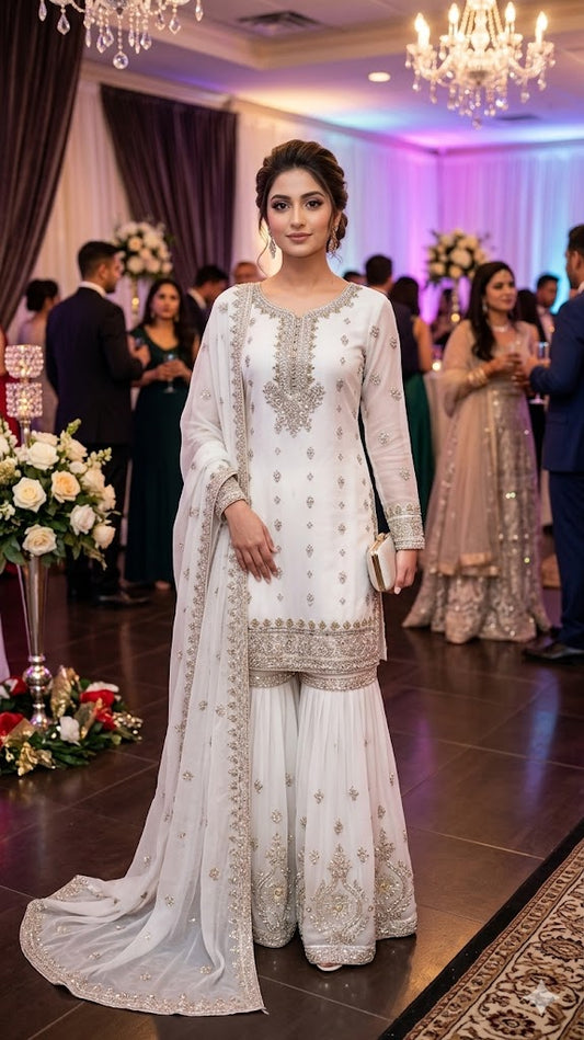 SG2188 Chiffon Gharara White