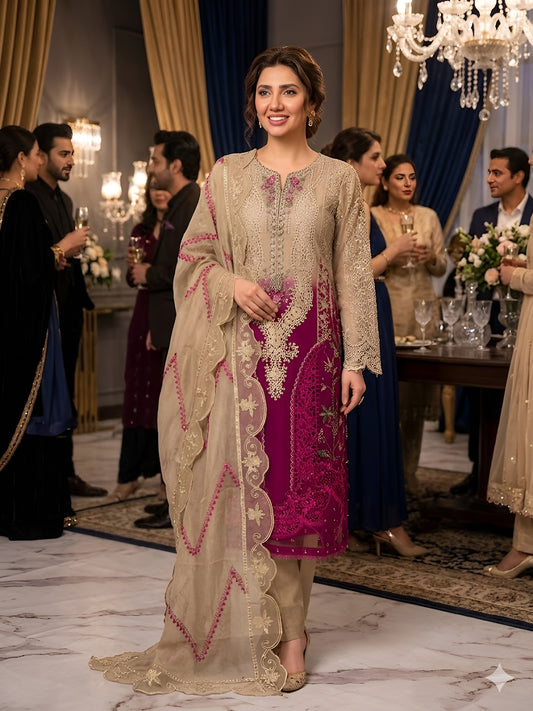 B1814 Tai&dai  Beige Shocking Pink