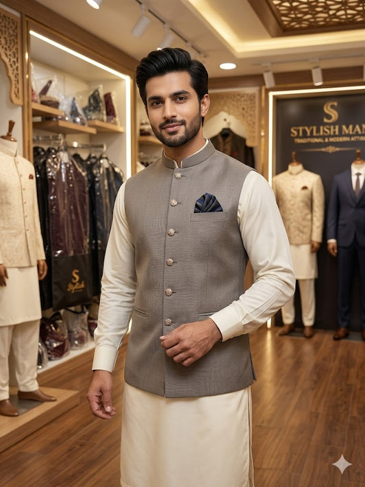 Sand Brown Waistcoat W-2029