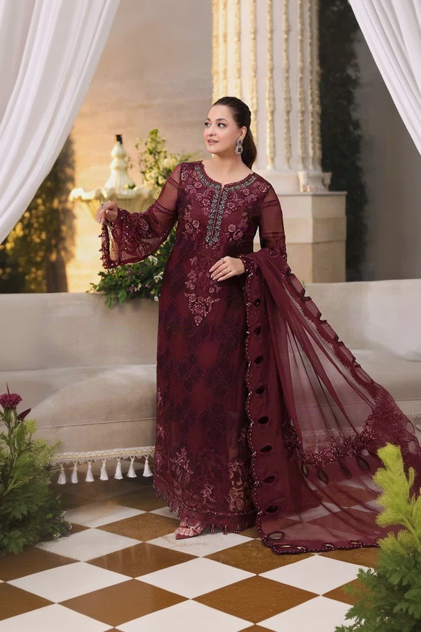 SJ3782 Chiffon Mehroon