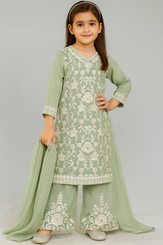 KD Chiffon Dress with Palazo Pista