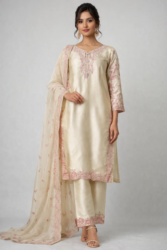 Elegant silk dress with delicate embroidery Skin