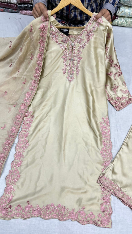 Elegant silk dress with delicate embroidery Skin
