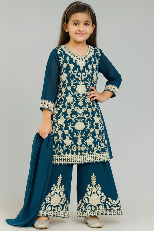 KD Chiffon Dress with Palazo Zinc