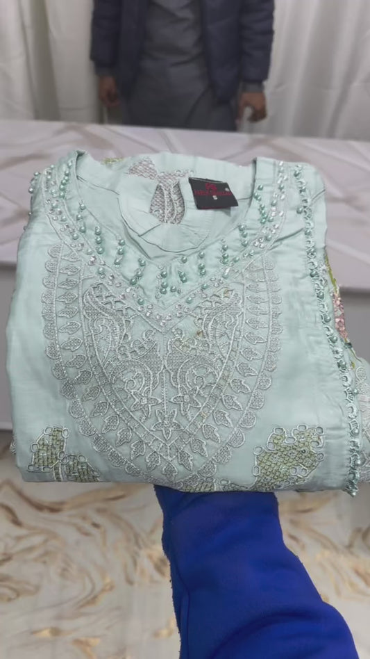 SG1478 Chikan kari Viscose Sage Green