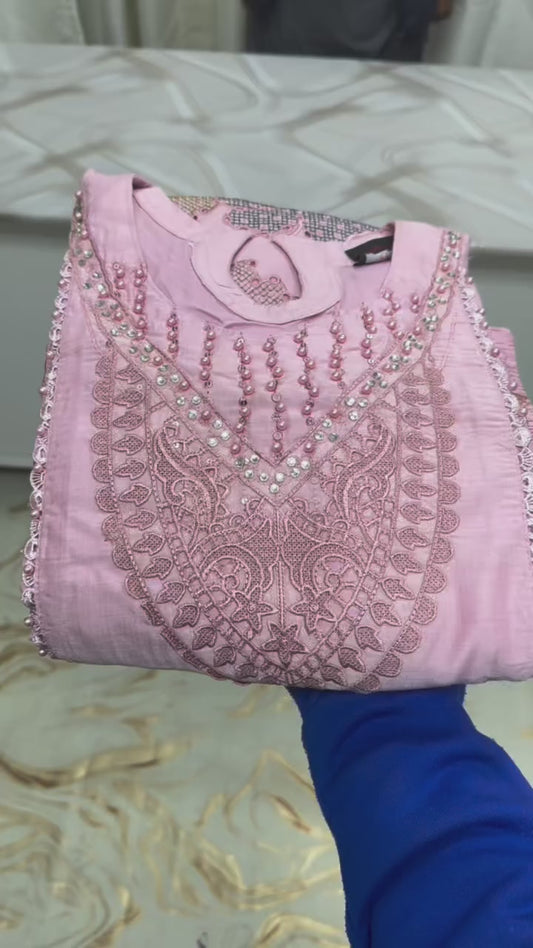 SG1478 Chikan kari Viscose Pink