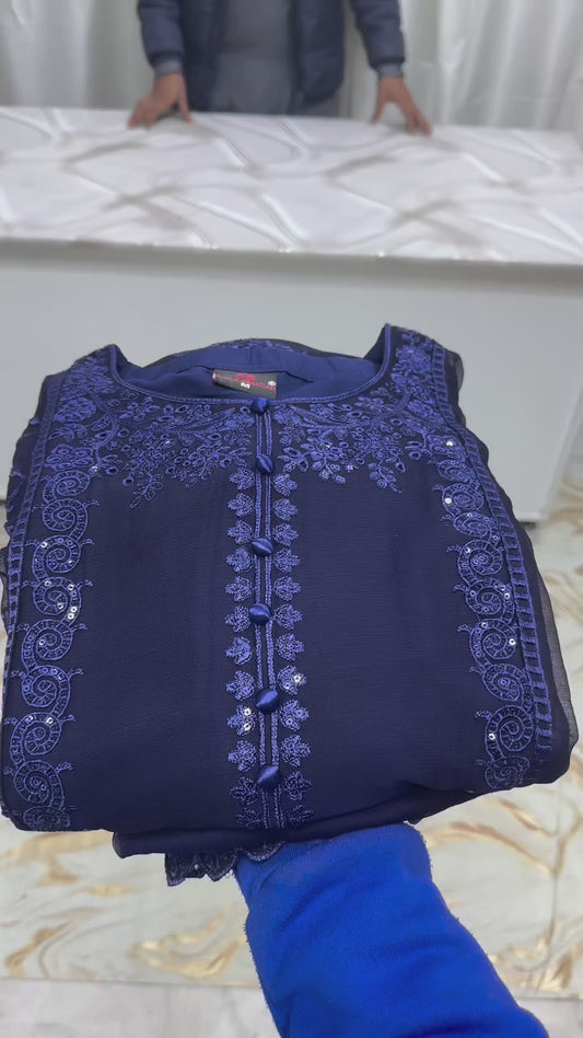 SG001 Chiffon Navy Blue