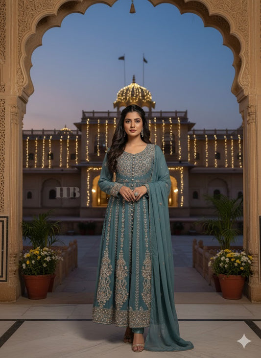 SG1778 Frock Chiffon Light Teal