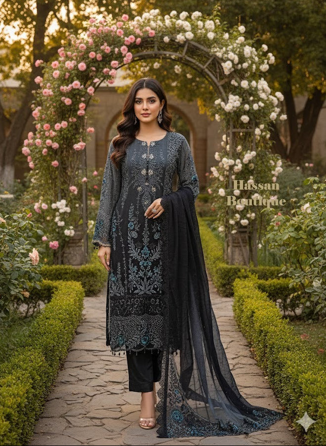 SJ3605 Chiffon Gray Black