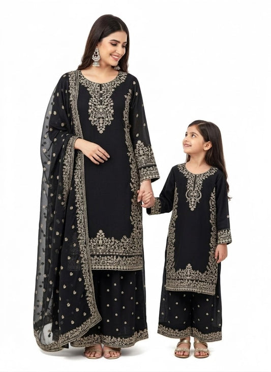 SG2266 Chiffon Palazzo Mother & Daugther Black