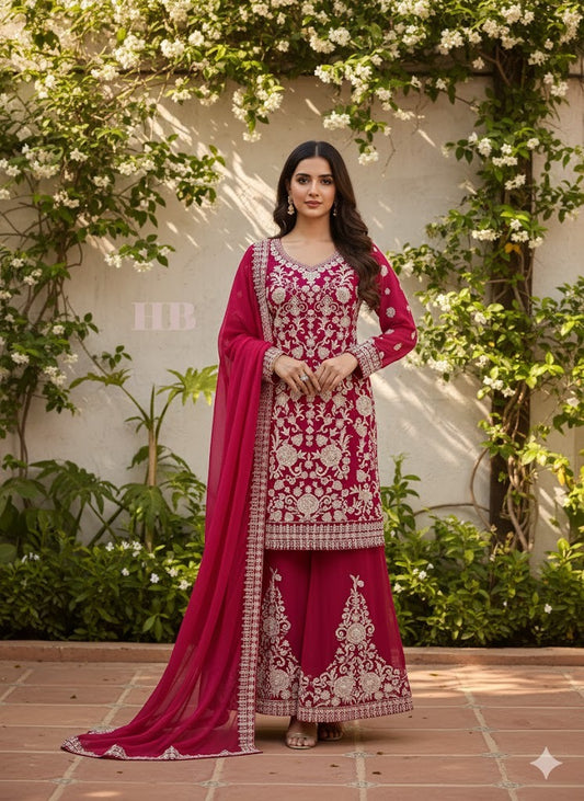 SG1846 Chiffon Short Shirt Hot Pink